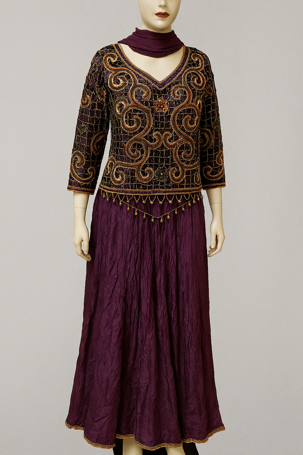 Product Title: Elegant Purple Embroidered Traditional Dress
