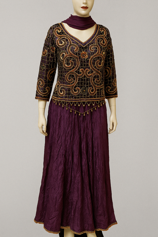 Product Title: Elegant Purple Embroidered Traditional Dress