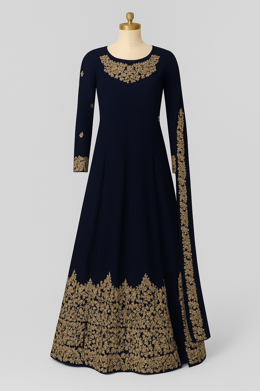 Royal Navy Blue Vaishnavi Georgette Floor-Length Anarkali with Zari Embroidery