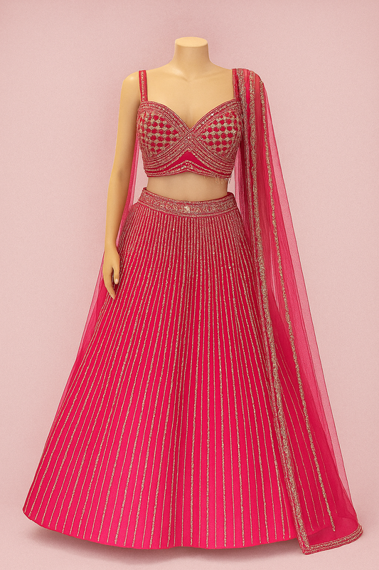 Red & Gold Royal Glam Lehenga Set with Dupatta